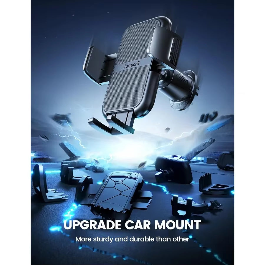 2025 Wider Clamp and Metal Hook Car Phone Holder with Thick Cases Friendly Design for Iphone 17 16 15 14 13 Pro Max Universal A