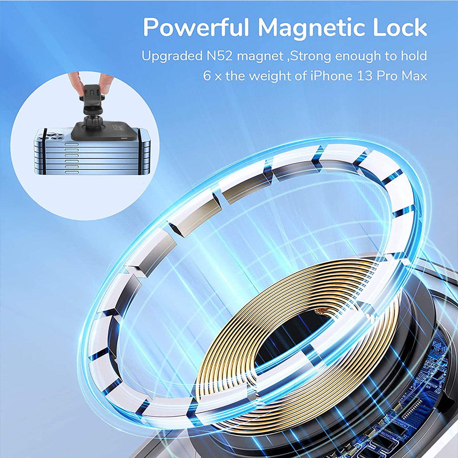 15W Wireless Magnetic Charger Car Mount Holder for Iphone 13 14 15 16 17 Pro Max