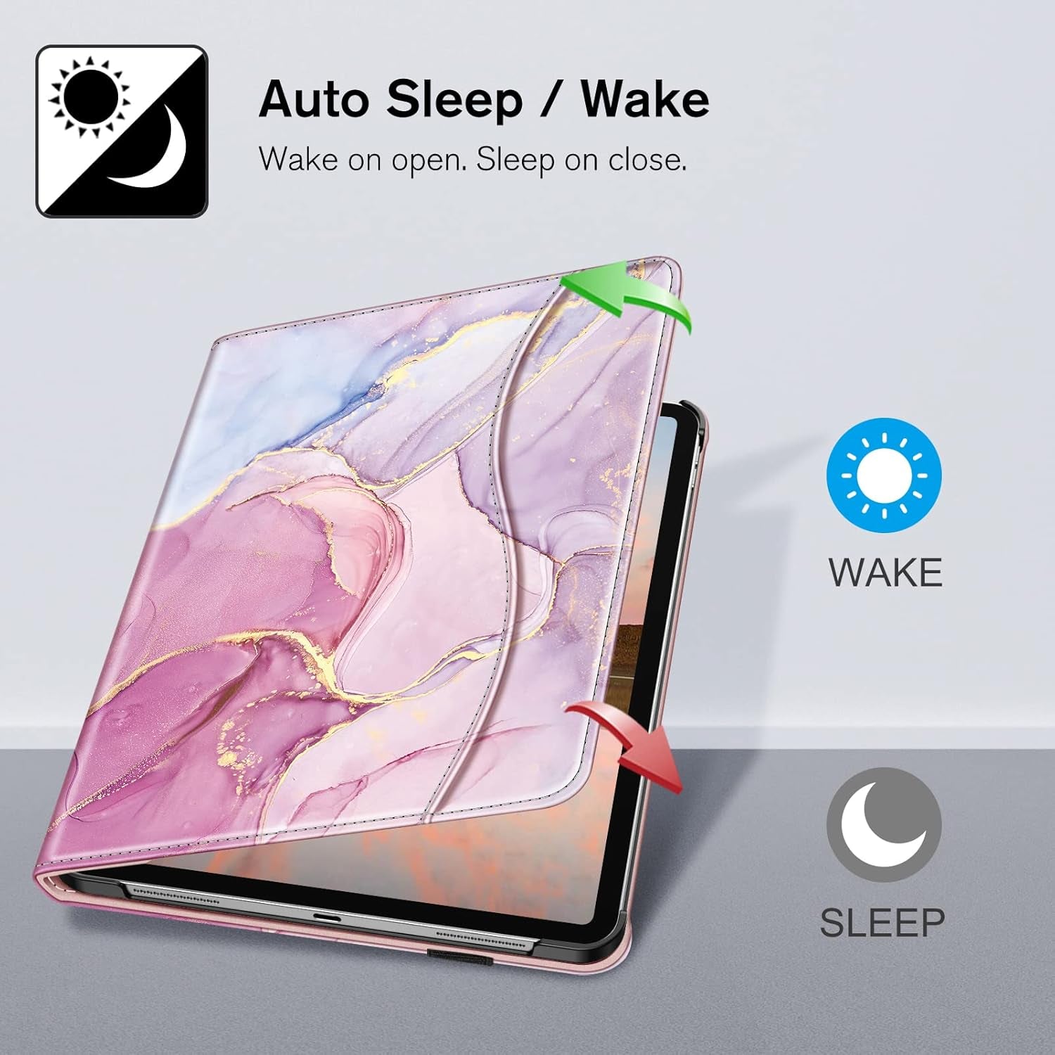 Folio Case for Ipad Pro 11-Inch (4Th / 3Rd Generation) 2022/2021 - Multiple Angles Viewing Stand Cover with Pencil Holder & Pocket, Also Fit Ipad Pro 11" 2Nd/1St Gen, Dreamy Marble