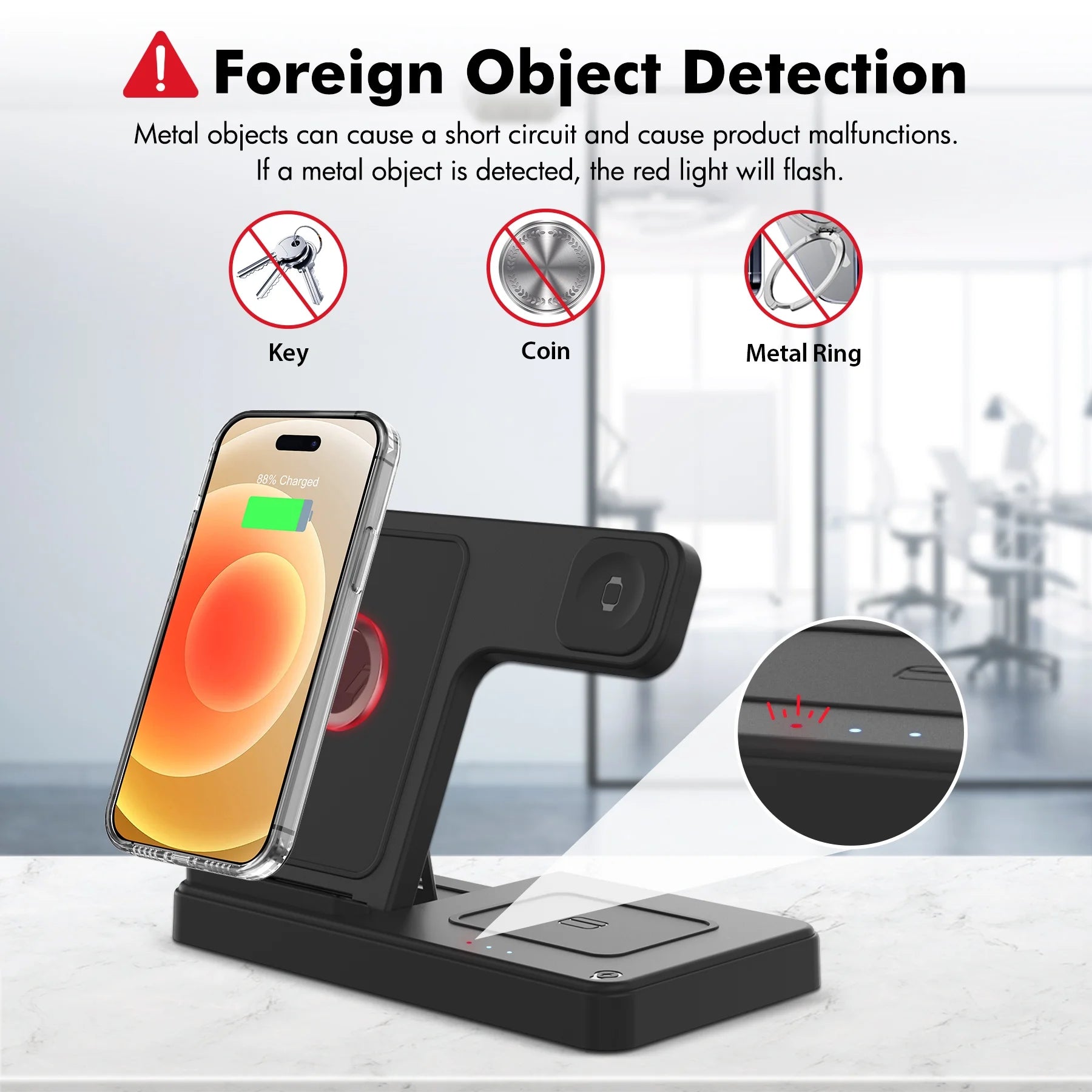 15W Wireless Charger,3 in 1 Charging Station Compatible with Iphone 17 16 15 14 13 12 11 Pro Max plus XS XR X 8, Fast Charging Dock Compatible for Apple Watch&Airpods 4 3 Pro,No Adapter