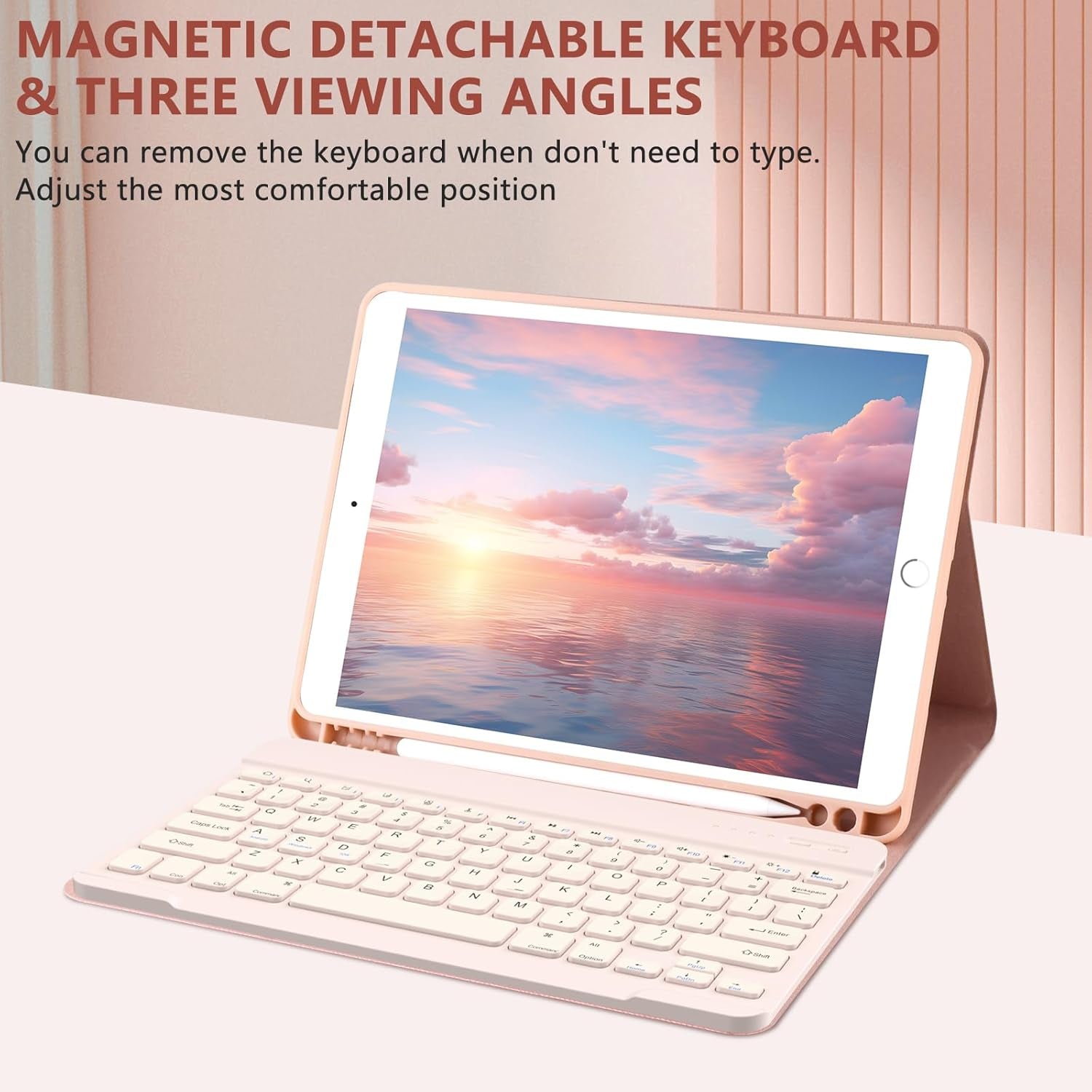 for Ipad 9Th Gen 2021 Case with Keyboard, 10.2 Inch, for Ipad 8Th/7Th Gen/Air 3/Pro 10.5, Detachable Wireless Bluetooth Keyboard with Pencil Holder