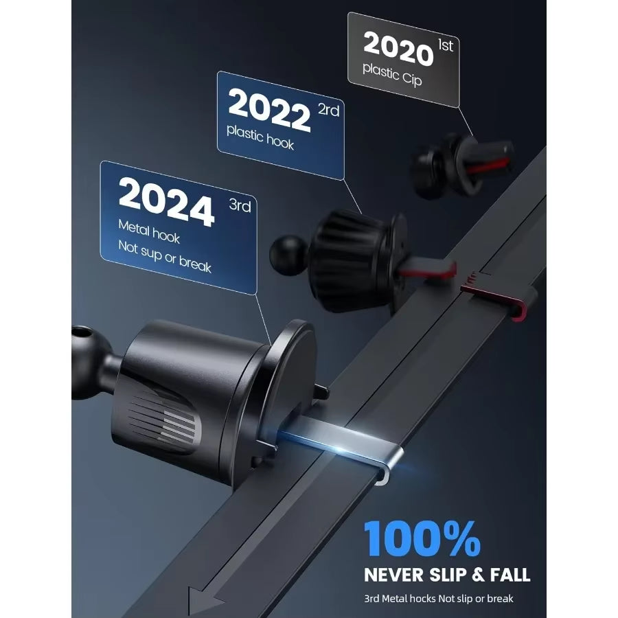 2025 Wider Clamp and Metal Hook Car Phone Holder with Thick Cases Friendly Design for Iphone 17 16 15 14 13 Pro Max Universal A