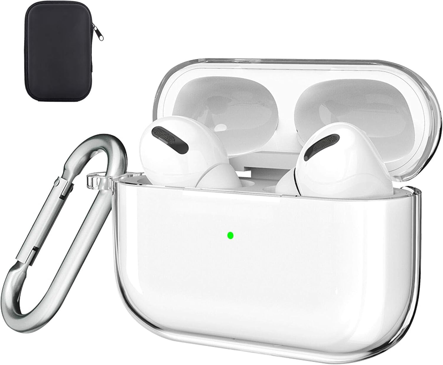 Compatible Airpods Pro Case Cover, Clear Airpod Pro Soft TPU Protective Case 2019 with Keychain Shockproof Cover for Apple Airpods Pro Charging Case [Front Led Visible] - Transparent