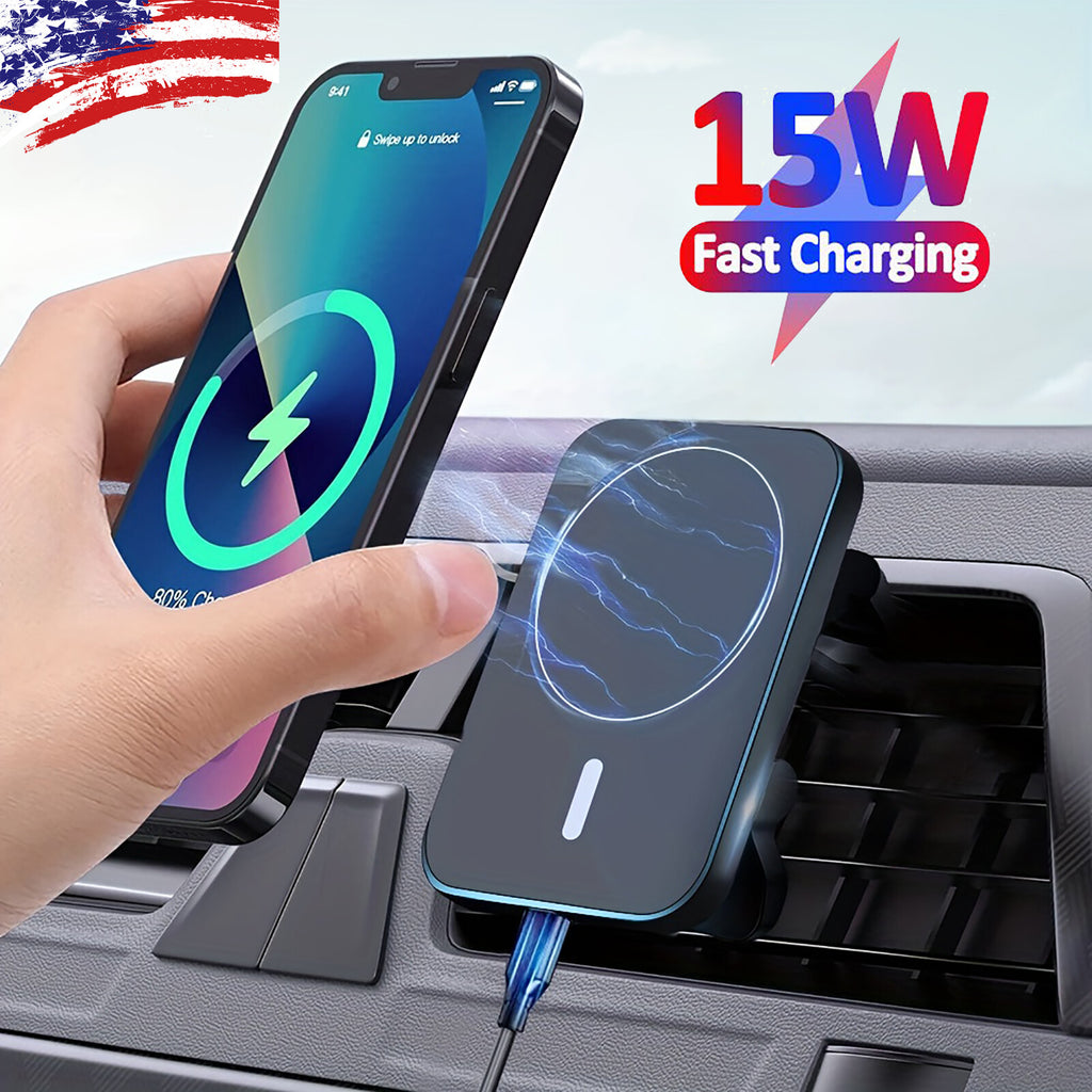 15W Wireless Magnetic Charger Car Mount Holder for Iphone 13 14 15 16 17 Pro Max