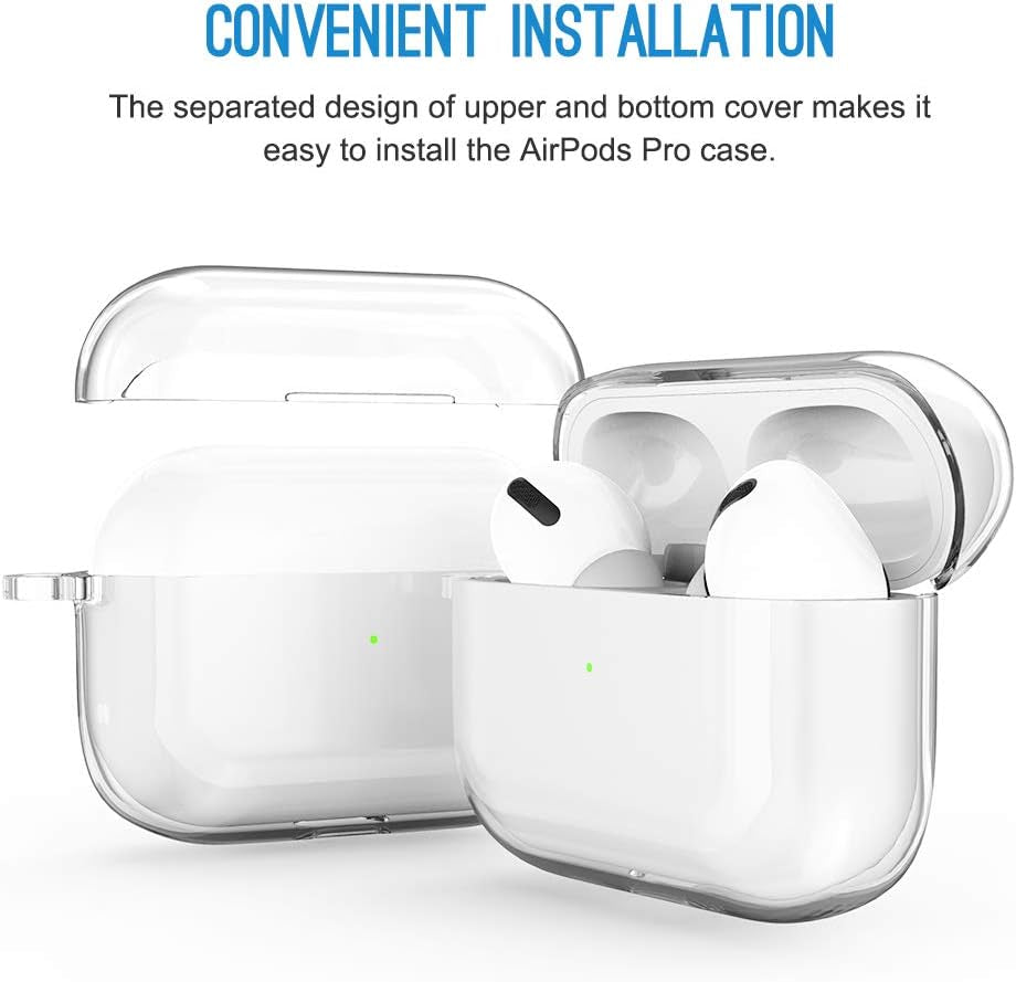 Compatible Airpods Pro Case Cover, Clear Airpod Pro Soft TPU Protective Case 2019 with Keychain Shockproof Cover for Apple Airpods Pro Charging Case [Front Led Visible] - Transparent