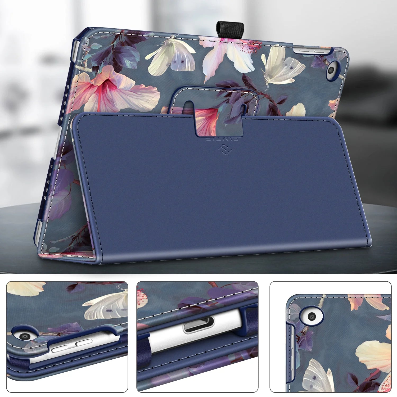 Case for Ipad 9.7 2018/2017, Ipad Air 2, Ipad Air - Slim Fit Vegan Leather Folio Stand Cover for Ipad 6Th / 5Th Gen, Ipad Air 1/2, Blooming Hibiscus