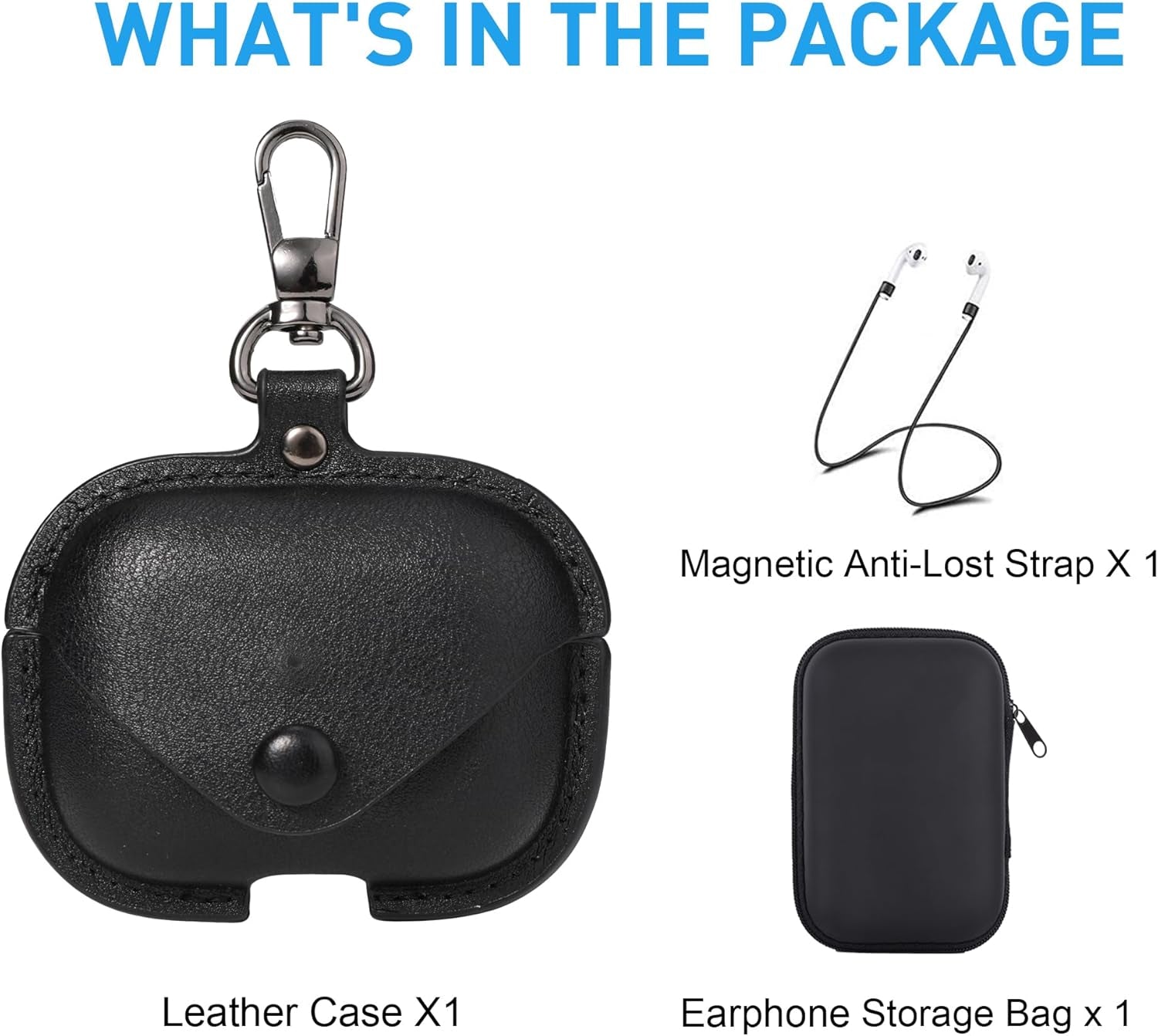 for Airpods Pro 3 Case Leather, Airpods Pro 3 Leather Case Cover with Keychain Compatible with Apple Airpod Pros 3Rd Generation 2025 (Front LED Visible),Black