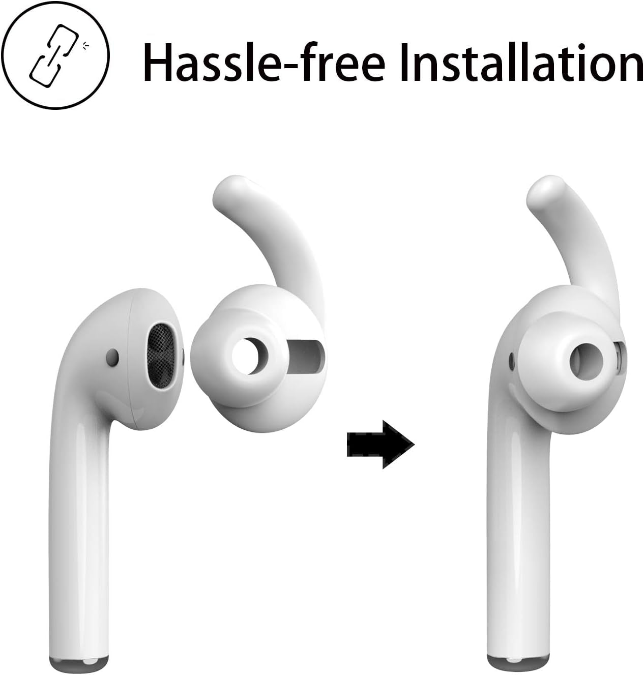 Anti-Slip Earhooks Soft Silicone Skin Compatible with Apple Airpods 2 & 1 Lightweight Sound Quality Enhancement for Headphones Outdoor Activities In-Ear Earhook 2 Pairs White