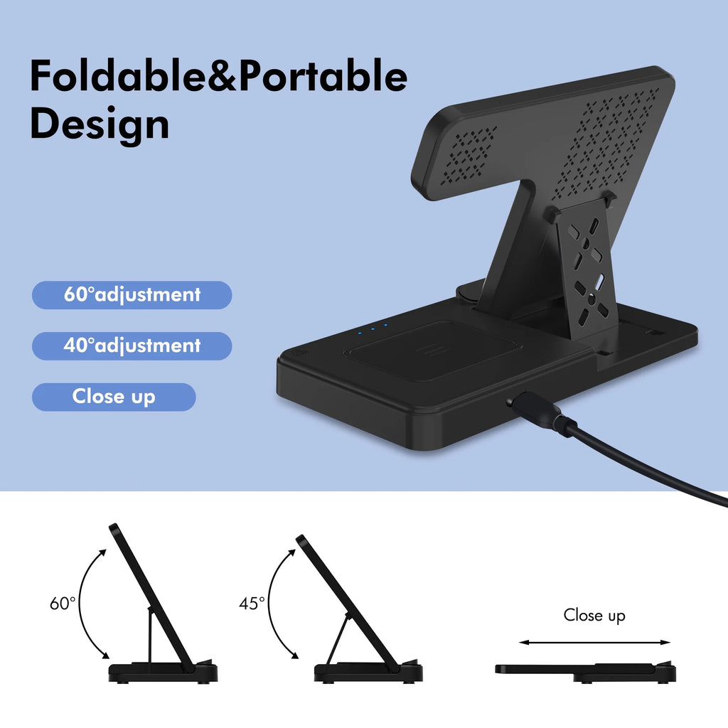 15W Wireless Charger,3 in 1 Charging Station Compatible with Iphone 17 16 15 14 13 12 11 Pro Max plus XS XR X 8, Fast Charging Dock Compatible for Apple Watch&Airpods 4 3 Pro,No Adapter